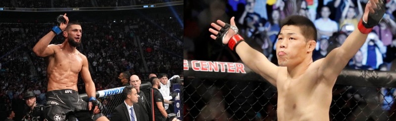 압도적 탑독인 치마예프(왼쪽)와 리징량(사진=UFC)