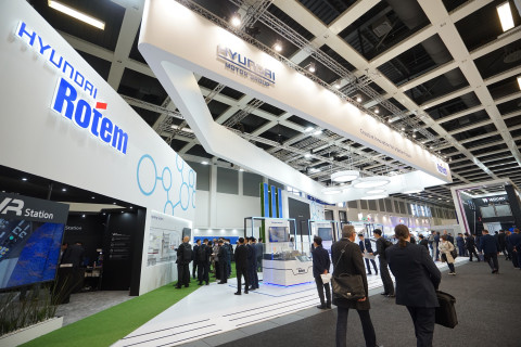 독일 베를린에서 열리는 ‘국제 철도차량·수송기술 박람회(InnoTrans 2022)’에 참가한 현대로템 전시관