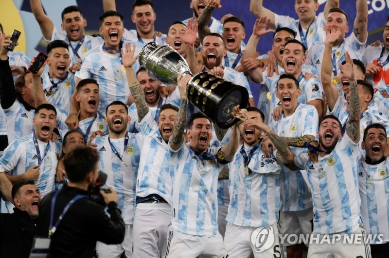 2021년 코파 아메리카에서 우승한 아르헨티나 선수들.[EPA=연합뉴스]
