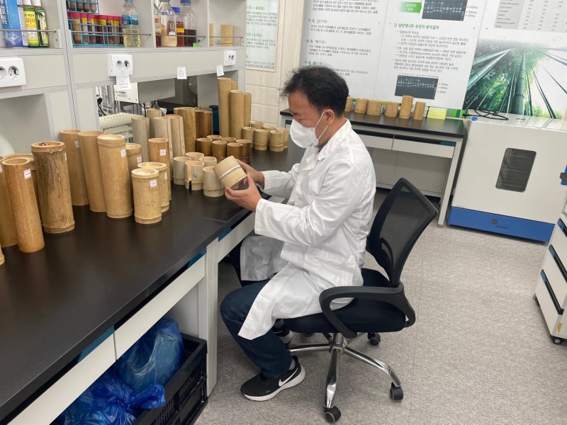 대나무 연구중인 담양군 농업기술센터 이송진 박사 (사진제공 = 담양군)