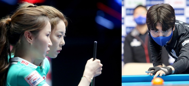 하나카드의 승리를 이끈 김진아, 김가영,신정주(왼쪽부터. 사진=PBA)