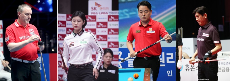 큰 고비에서 맞대결하는 4팀의 리더들. 왼쪽부터 쿠드롱, 이미래, 조재호,김재근(사진=PBA)