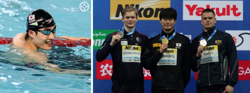 한국 수영 기대주 황선우는 지난 해 2021 FINA 쇼트코스(25m) 세계선수권대회 자유형 200m에서 박태환에 이어 두 번쨰로 세계대회 우승을 차지했다. 
