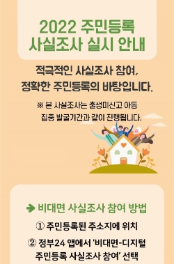 경기도, 2022년 주민등록 사실조사 실시