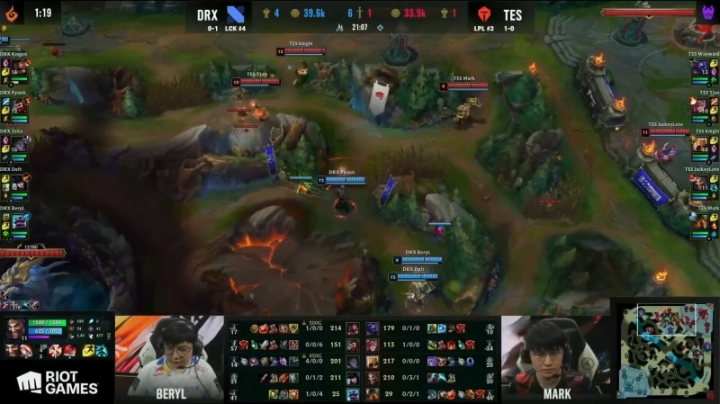 경기 내내 적극적인 움직임을 보여준 '표식' 홍창현은 경기 21분에 이미 시야 점수 57점을 달성했다(사진=중계 화면 캡처).