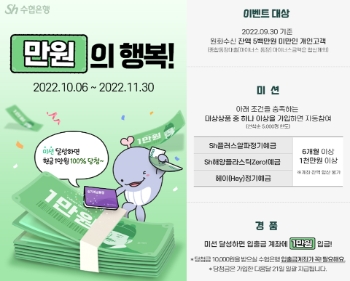 Sh수협은행, 정기예금 상품 가입 선착순 고객 대상 '만원의 행복' 이벤트