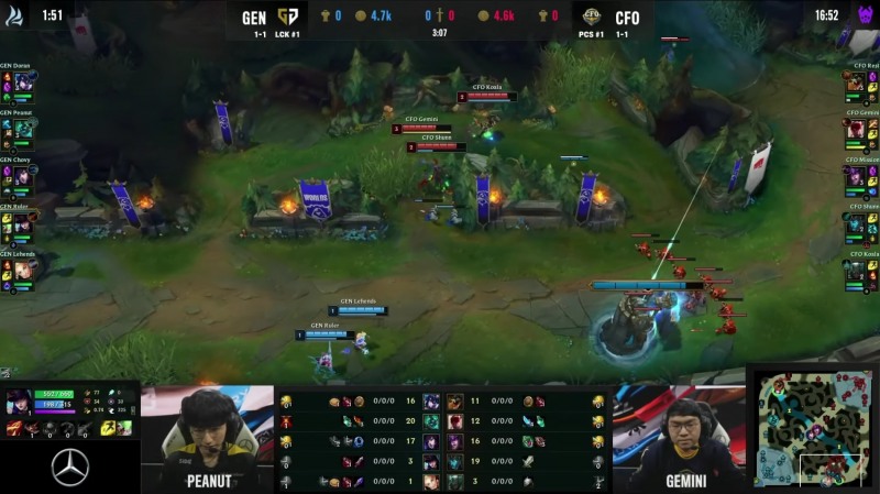 경기 초반 탄 '도란' 최현준의 순간이동은 팀을 구해냈다(사진=중계 화면 캡처).