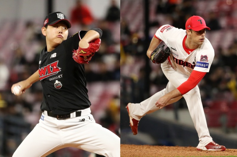 와일드카드 결정전에서 맞붙게 될 소형준(왼쪽)과 놀린