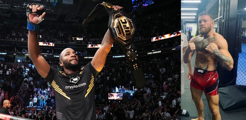 챔피언 에드워즈(왼쪽)와 맥그리거(사진=UFC. 인스타그램)