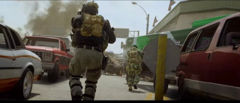 '모던워페어2' 티저 영상. '시카리오'의 명장면인 국경 고속도로 총격 장면을 연상케 한다.