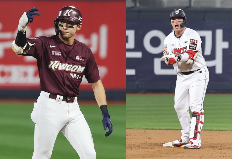 이정후(왼쪽)와 박병호는 5차전 타격의 핵으로 등장하고 있다. 이정후는 포스트시즌 17게임 연속안타 행진을 이어가고 있고 박병호는 4차전에서 올시즌 처으로 4안타 경기를 하며 뜨거운 타격을 과시하고 있다.