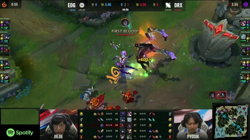 '제카' 김건우는 이 초반 솔로 킬로 팀에 큰 힘을 싣는다(사진=중계 화면 캡처).