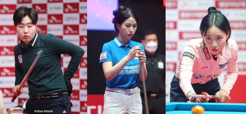 64강 서바이벌전에서 탈락한 김세연, 전애린, 최혜미(사진PBA. 브릴리언트 빌리아드)