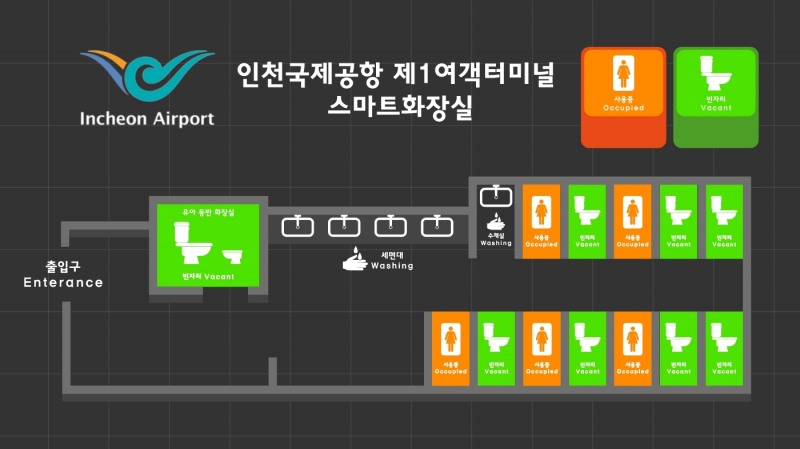 인천국제공항 ‘스마트화장실’ 출입구 모니터 이미지