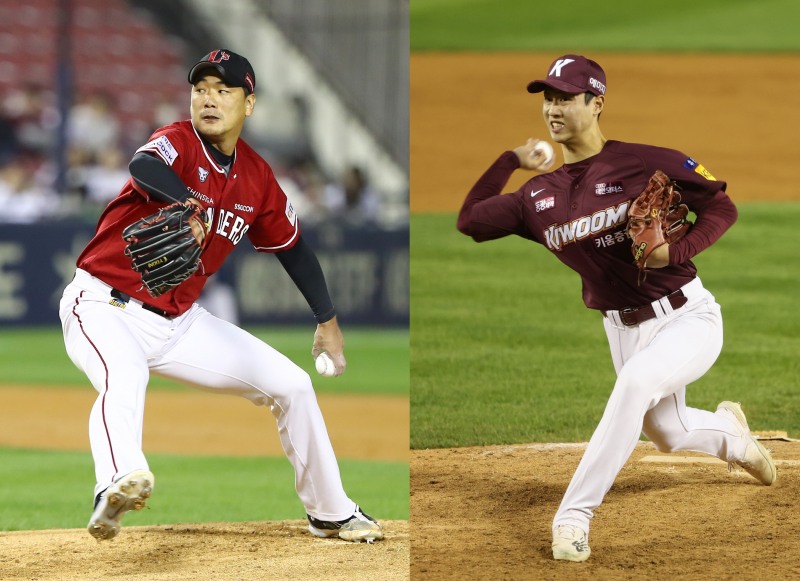 1일 오후 문학 SSG랜더스에서 개막되는 한국시리즈에서 김광현(왼쪽)과 안우진이 서로 선발 맞대결을 벌이게 됐다.
