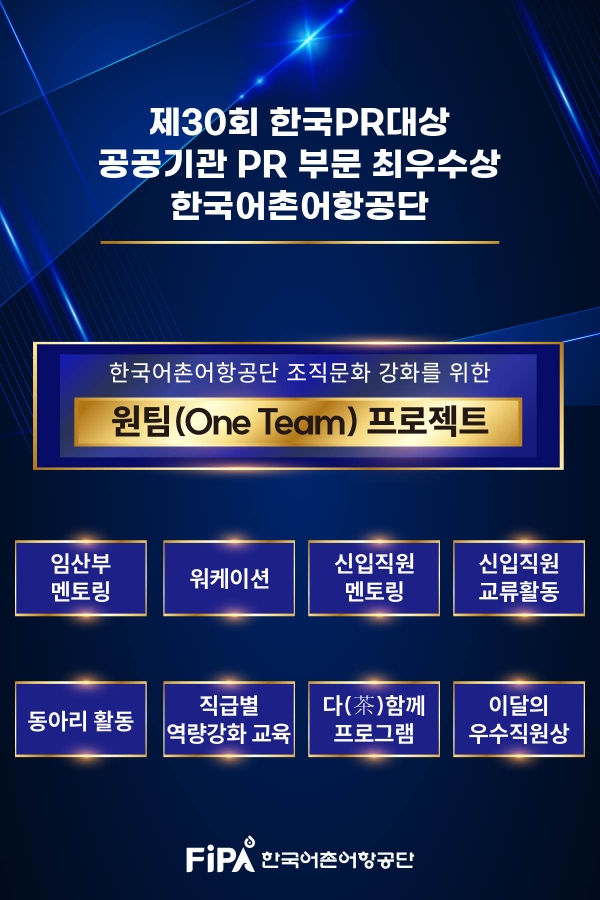 한국어촌어항공단, 한국PR대상 공공기관 부문 최우수상 수상