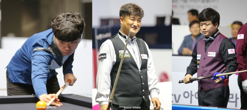 동해 3C 세계선수권 32강에 오른 김행직, 이충복, 조명우(왼쪽부터. 사진=파이브앤식스)