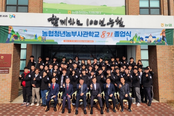 농협중앙회는 10일 경기 안성시 소재 창업농지원센터에서 2022년 농협청년농부사관학교 제8기 졸업식을 개최하였다. / 사진 제공 : 농협중앙회