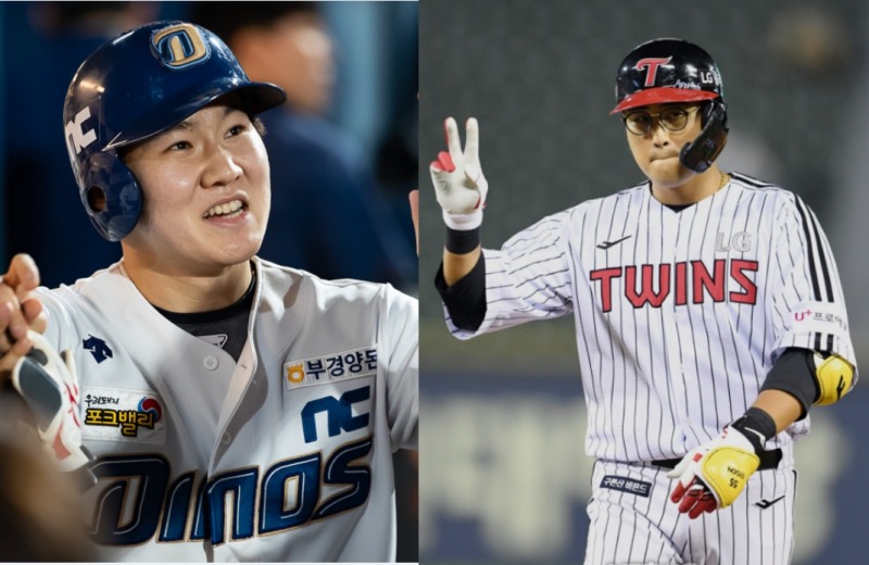 포수들 못지않게 박민우(왼쪽)와 채은성도 2023 FA 가운데 핵심이 될 수 있는 내야수이다.