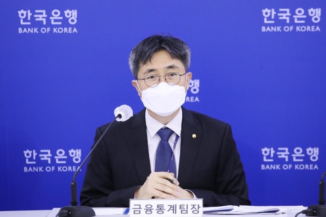 박창현 한국은행 경제통계국 금융통계팀장이 22일 오전 서울 중구 한국은행에서 2022년 3/4분기 가계신용(잠정)의 주요 특징을 설명하고 있다. (사진=한국은행 제공)