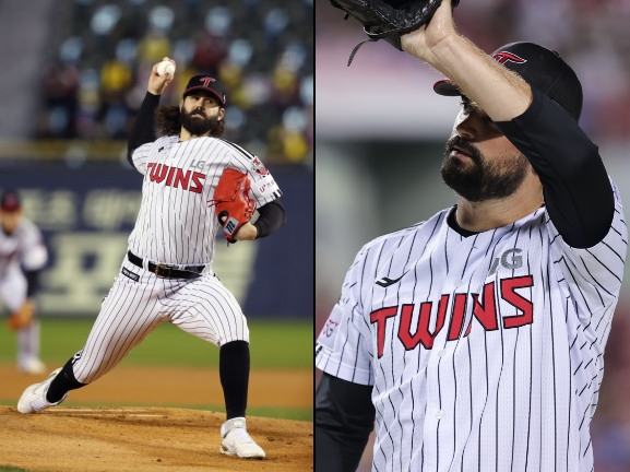 LG는 2022시즌 다승왕에 오른 켈리(왼쪽)와 15승의 플럿코와 재계약을 한다는 방침이다.