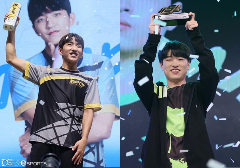 2022 GSL 시즌2 우승자 김준호(왼쪽)와 시즌3 챔피언 조성주.
