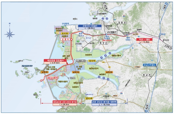 군산시 철도망 도면 (사진제공 = 군산시)