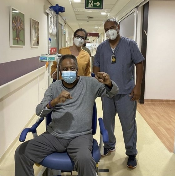 펠레가 지난 2021년 9월 브라질 상파울루의 한 병원에 입원한 모습. [펠레 인스타그램 캡처]