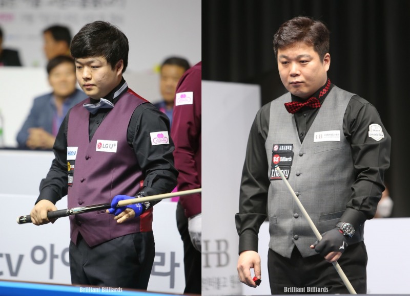 4강에 오른 조명우(왼쪽), 서창훈(사진=브릴리언트 빌리아드)