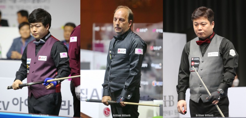 조명우(왼쪽)vs서창훈의 결승 상대로 결정된 산체스(가운데).(사진=브릴리언트 빌리아드)