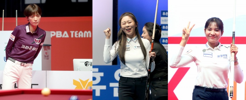 결승행 이전에 싸우게 되는 임정숙, 김가영, 스롱 피아비(왼쪽부터=PBA)