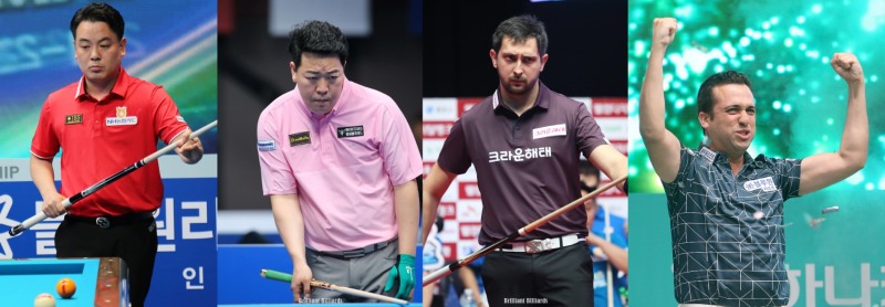 순탄하게 64강에 오른 국내외 강자들. 왼쪽부터 조재호, 강동궁, 마르티네스, 사파타(사진=PBA. 브릴리언트 빌리아드)