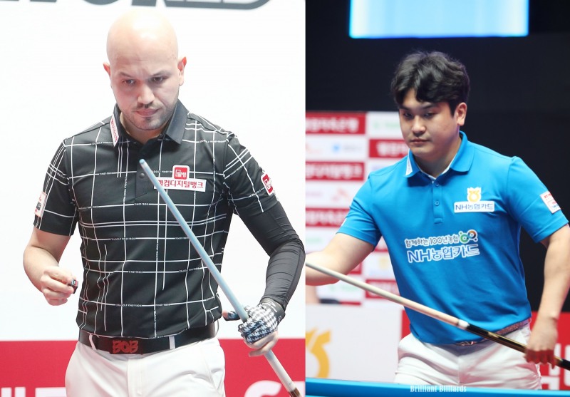 16강에 오른 위마즈(왼쪽)와 오태준(사진=PBA.브릴리언트 빌리아드)