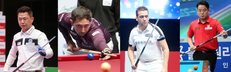 16강에 오른 우승후보들. 왼쪽부터 마민캄, 마르티네스, 사파타, 조재호(사진=PBA)