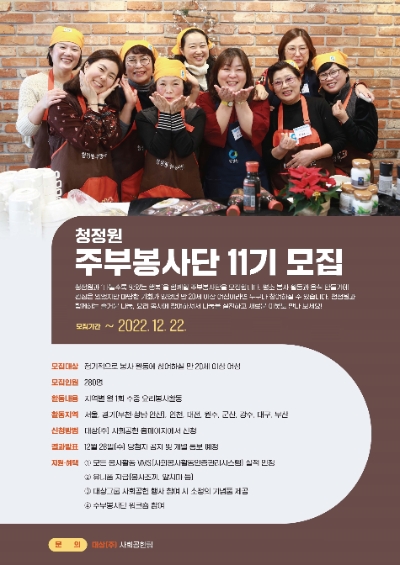 대상㈜ 청정원주부봉사단 11기 모집 포스터 / 이미지 제공 = 대상㈜ 청정권
