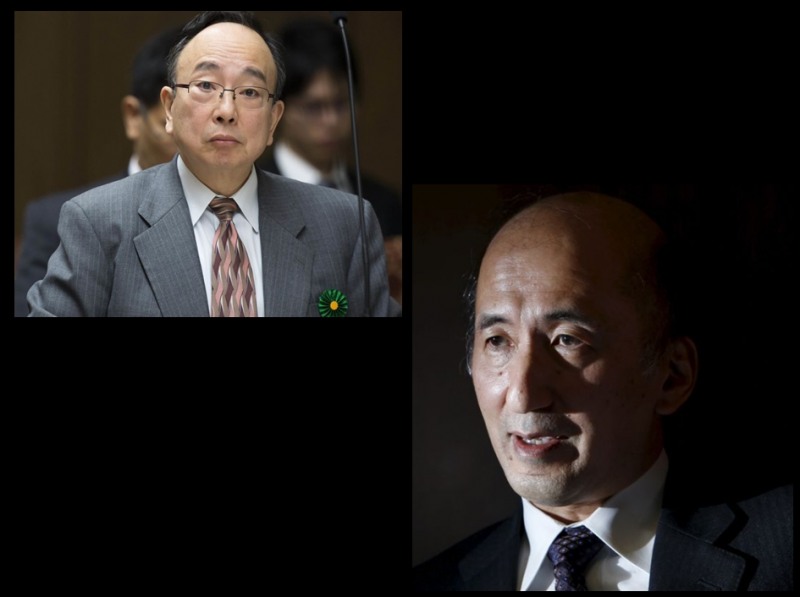 사진= 왼쪽 아마미야 마사요시 BOJ 부총재, 오른쪽 나카소 히로시 전 BOJ 부총재