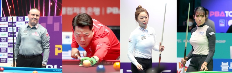 선봉장 대결을 펼칠 쿠드롱-강동궁과 김가영-스롱(사진 왼쪽부터. PBA제공)