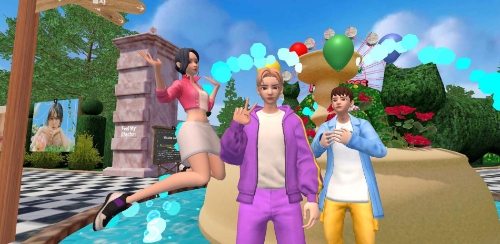 LG유플러스는 12월 20일부터 내년 1월 19일까지 XR 콘텐츠 플랫폼 ‘U+DIVE’에서 SM엔터테인먼트 소속 여자 아이돌 그룹 레드벨벳의 가상 전시관 ‘더 리브 페스티벌 2022: 해피니스(The ReVe Festival 2022: Happiness)’를 오픈한다. 사진은 U+DIVE 이용객이 아바타를 통해 레드벨벳 가상 전시관 '더리브 페스티벌 2022: 해피니스'를 관람하고 있는 모습. / 제공 = LG유플러스