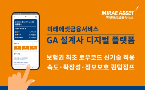 미래에셋금융서비스는 보험권 최초로 로우코드 신기술을 탑재한 GA(보험대리점) 영업지원 시스템을 오픈했다. 최신 디지털 기술을 총망라한 업무 플랫폼 구축을 계기로 미래에셋금융서비스 설계사들의 업무 효율성은 획기적으로 개선될 전망이다. / 이미지 제공 = 미래에셋금융서비스