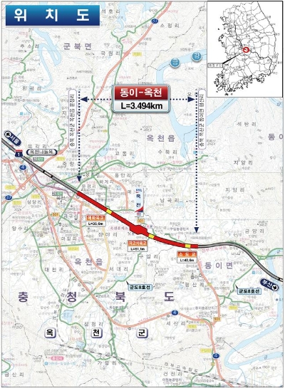 동이-옥천 확장공사 노선도 / 이미지 제공 = 한국도로공사