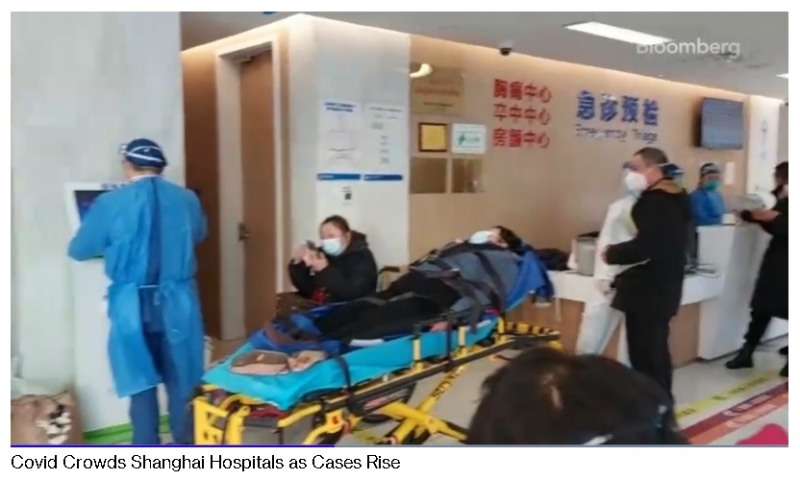 사진=블룸버그, 중국 상하이 지역에서 코로나 확진자 수가 급증하는 가운데 여러 병원들에 다수 환자가 몰려들어 혼란을 빚고 있다.