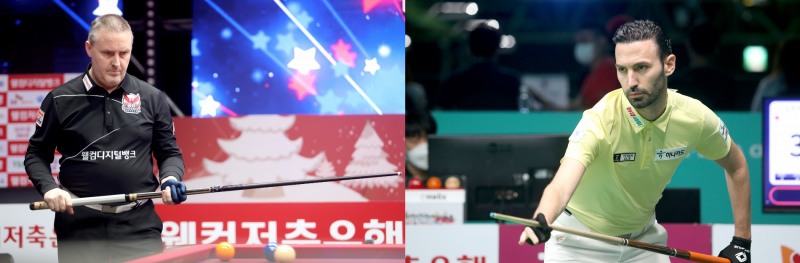 마지막날 선봉장 대결을 벌이는 쿠드롱(왼쪽)과 카시도코스타스(사진=PBA)