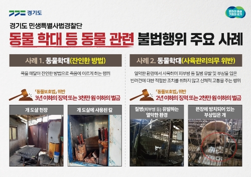 동물 관련 불법행위 사례 안내 / 제공 : 경기도