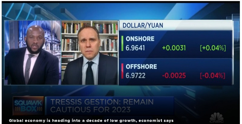 사진=CNBC, 트레시스 제스천의 대니얼 라칼 수석이코노미스트가 28일 CNBC 앵커와 인터뷰를 진행하고 있다.