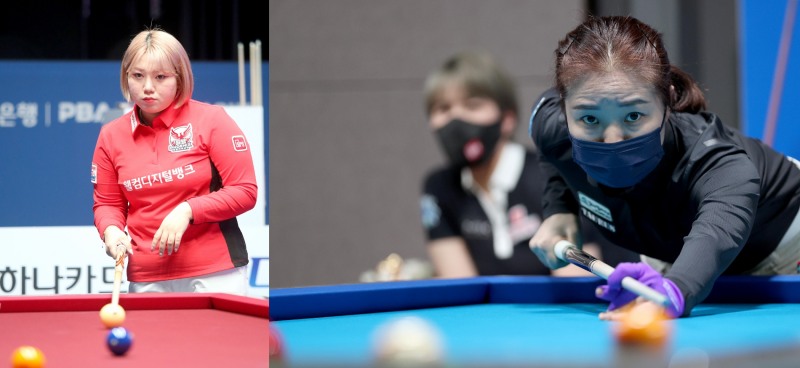 8강전에서 맞붙는 김예은(왼쪽)과 김갑선(사진=PBA)