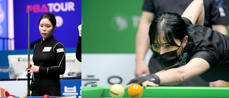 8강전에서 붙는 이우경(왼쪽)과 한슬기(사진=PBA)