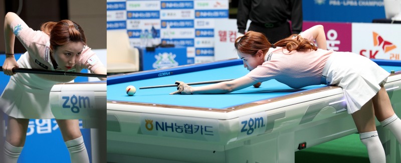 '치마 패션'을 선보인 김진아.(사진=PBA)