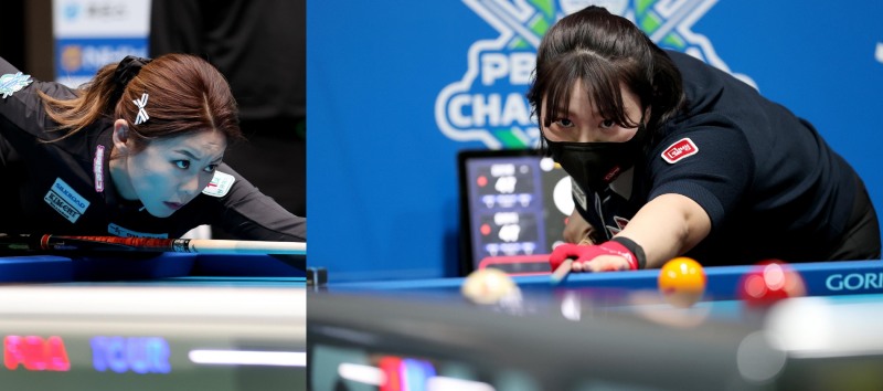 우승 대결을 하는 김가영(왼쪽)과 김예은(사진=PBA)
