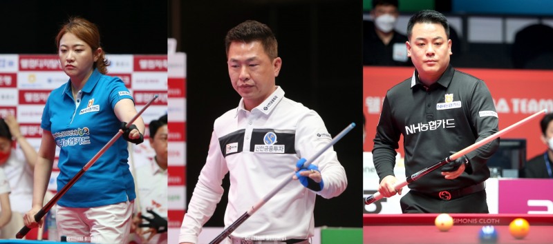 NH의 6라운드 첫승을 만든 김민아, 마민캄, 조재호(왼쪽부터. 사진=PBA)