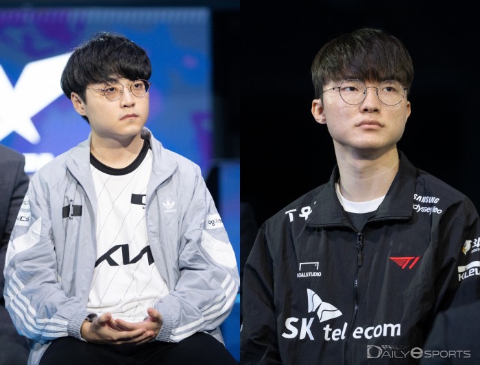 미디어데이서 카사딘에 대해 언급한 '쇼메이커' 허수(왼쪽)와 '페이커' 이상혁.